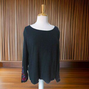 louis del olio Whisper Knit Size L thin Sweater Tunic Jewel Tone Blue/Green